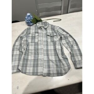 J. Crew Flannel Shirt Plaid Button Up‎ Long Sleeve Gray Blue Mens L